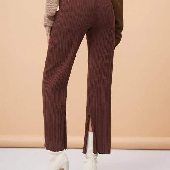 NWOT SHEIN High Waist Split Hem Knit Pants - Picture 3 of 4